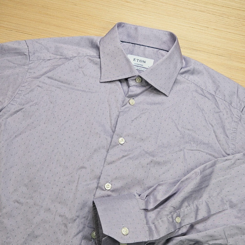 Eton Contemporary Button Down Shirt Mens 16 Purple Micro Pattern Trunk Club